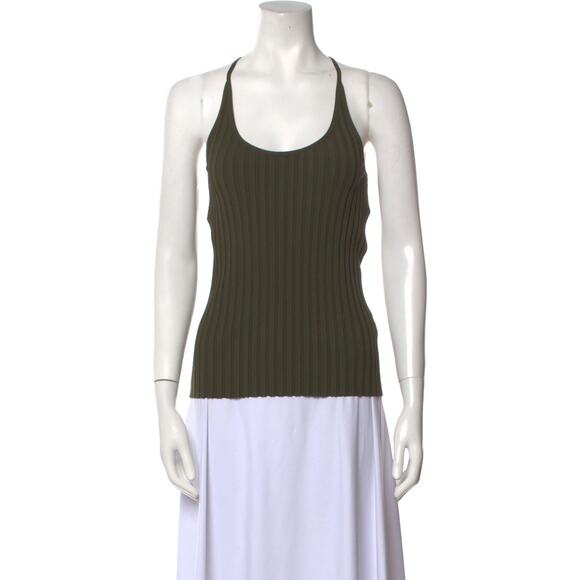 Helmut Lang Scoop Neck Sleeveless Top Green - S - Picture 1 of 3
